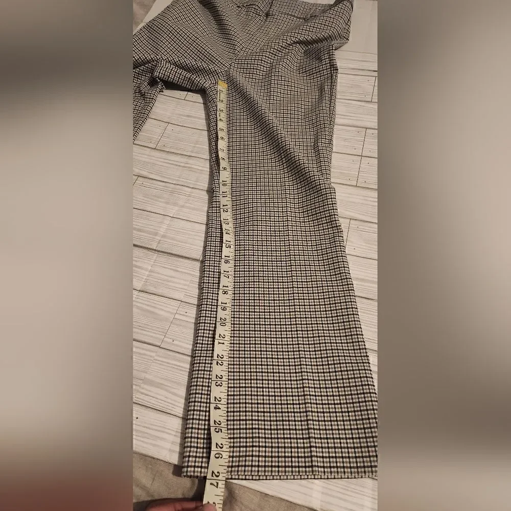 NWT Zara Plaid Beige And Black High Rise Flare Pants Size Large - Picture 8 of 13
